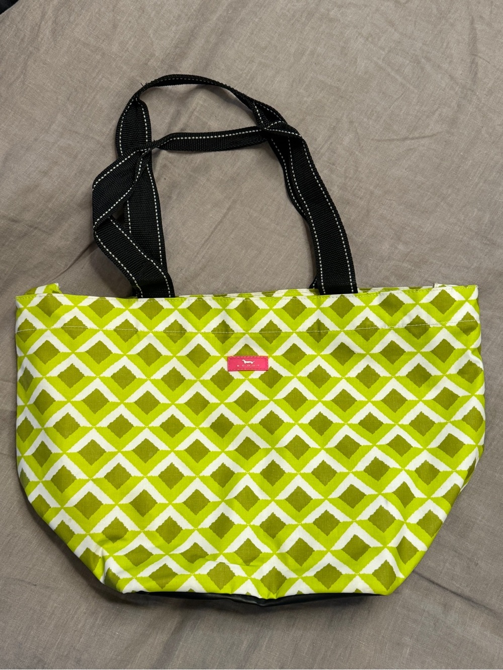 Scout Lime Green Daytripper Geometric Tote with Black Handles